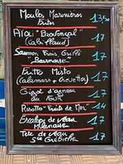 Seafood prices Menton, France