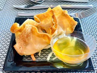 Shanghai Won Ton at Asian a la carte Mitsis Rodos Village Beach Hotel & Spa
