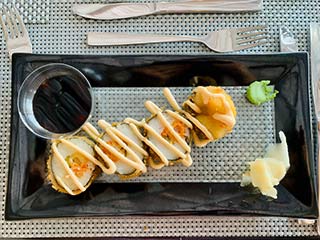 Fried rolls at Asian a la carte Mitsis Rodos Village Beach Hotel & Spa