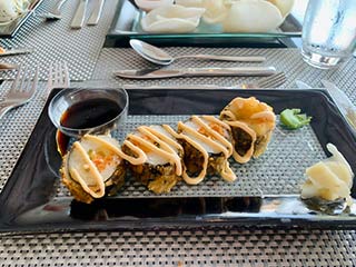 Fried rolls at Asian a la carte Mitsis Rodos Village Beach Hotel & Spa