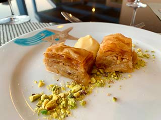 Baklava at Greek restaurant Mitsis Rodos Village Beach Hotel & Spa