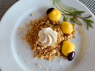 Lemon pie at Italian a la carte Mitsis Rodos Village Beach Hotel & Spa